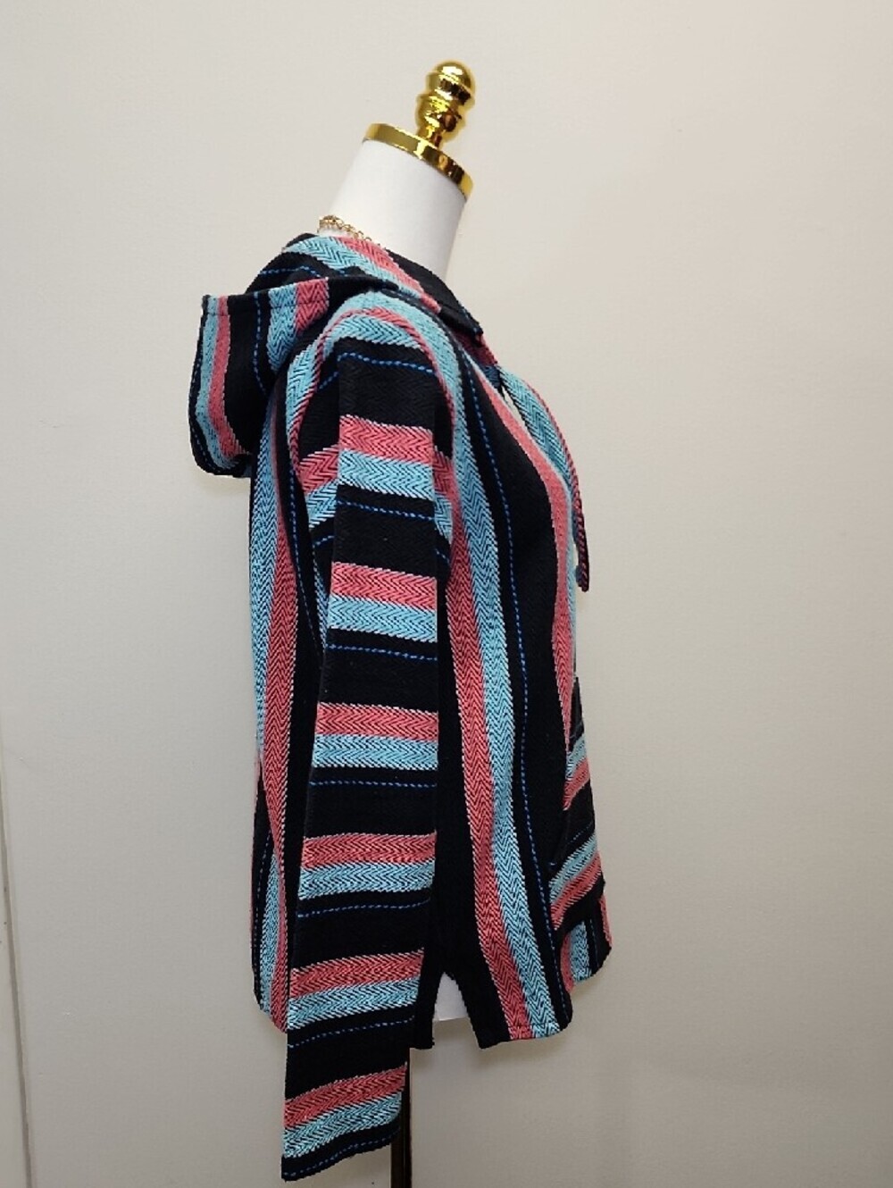 Senor Lopez Baja Hoodie Mexican Blanket Striped Pullover Size Medium - Picture 4 of 10